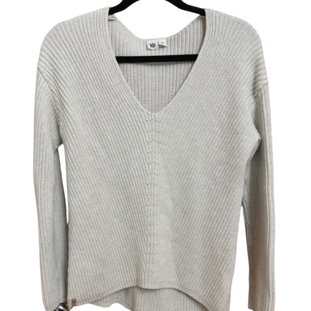 Tentree Highline V-Neck Sweater Light Gray Size Medium Organic Cotton - Picture 3 of 11